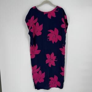 Silks dress 8 pink navy midi floral tropical beach summer lightweight wedding